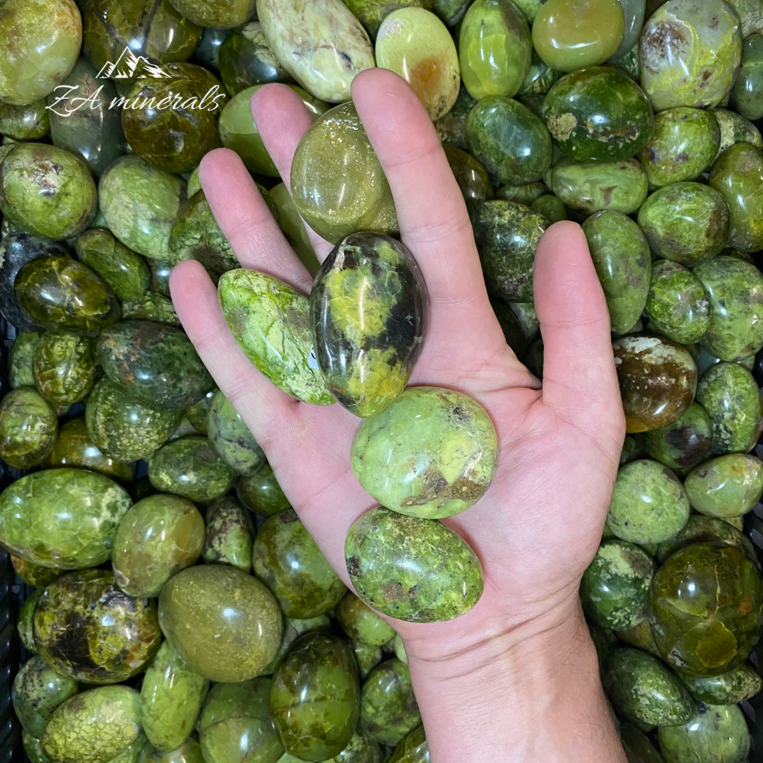 Polished Green Opal Palmstones 1kg