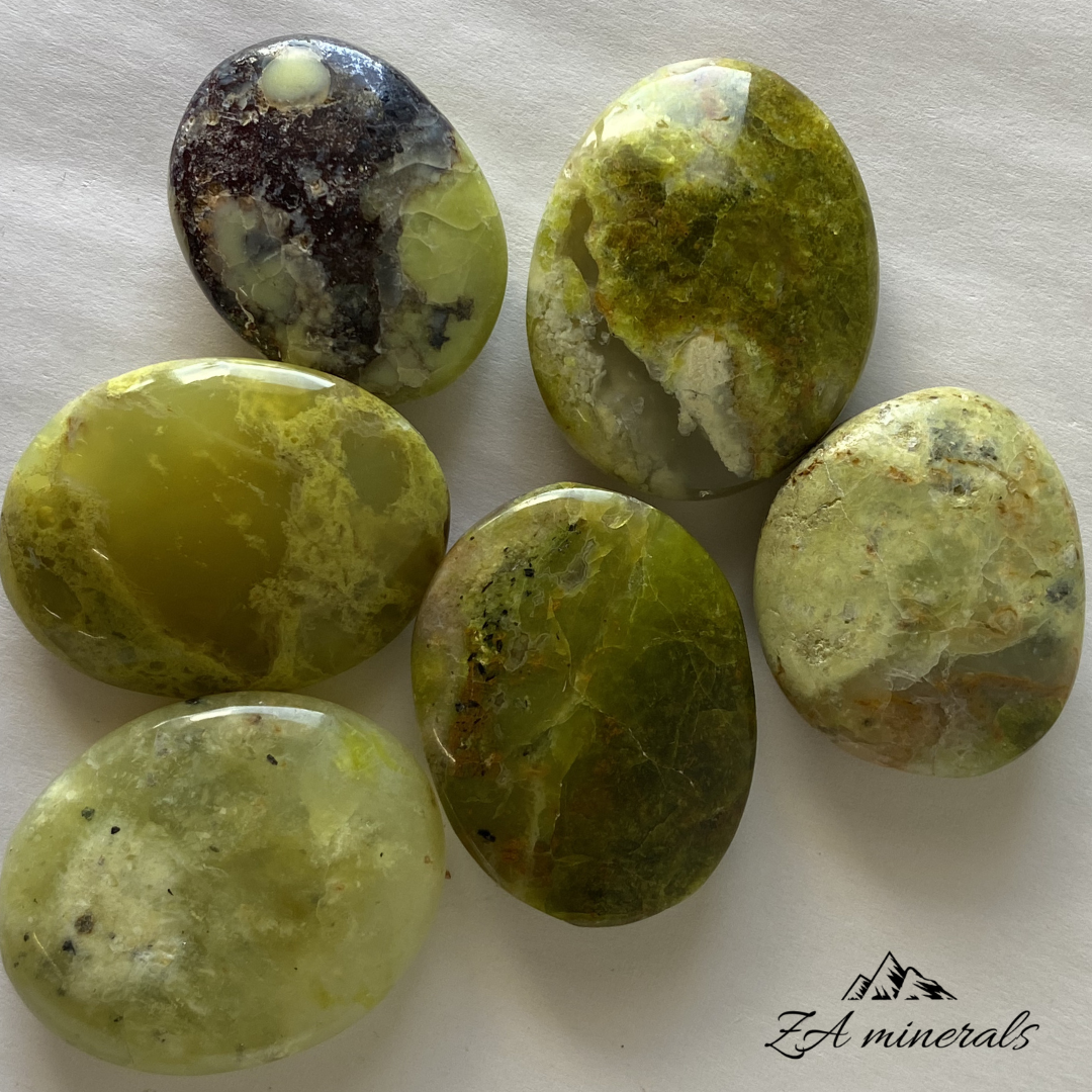 Polished Green Opal Small Palmstones (x6) 0.150kg GB22