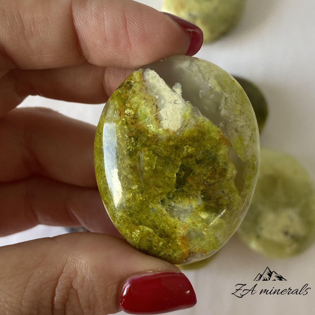 Polished Green Opal Small Palmstones (x6) 0.150kg GB22