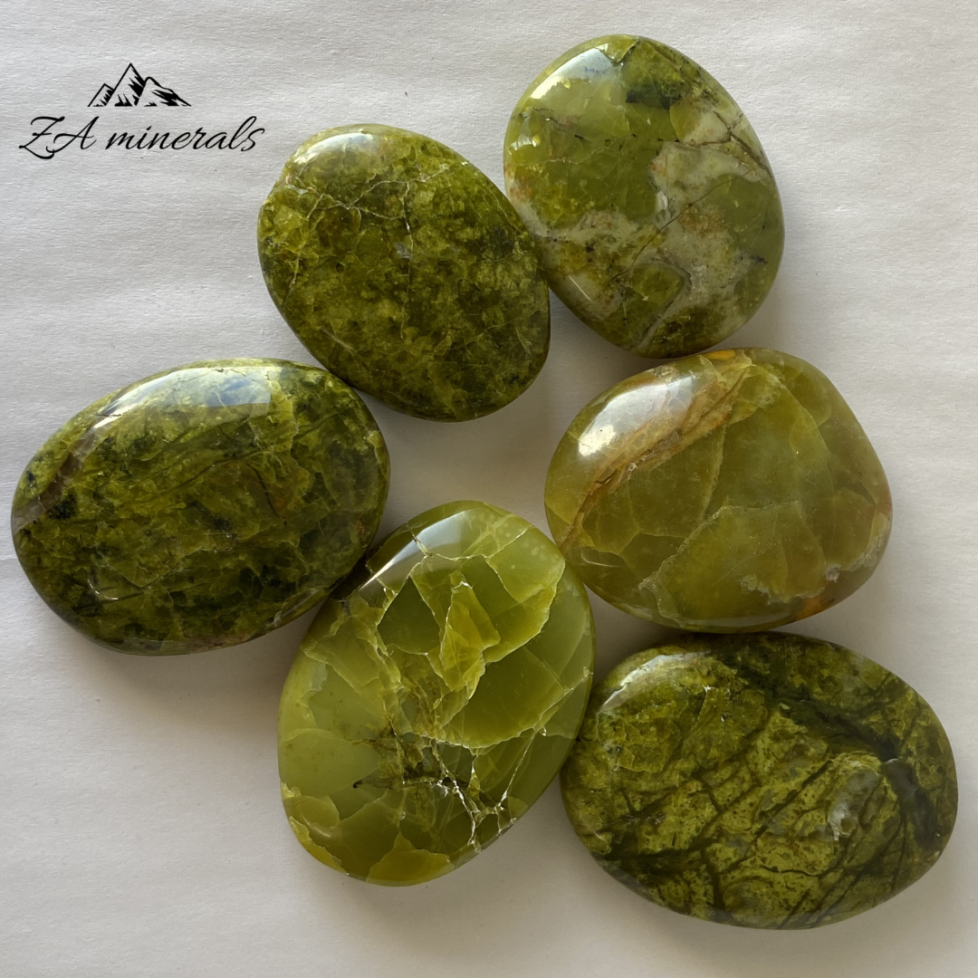 Polished Green Opal Palmstones (x6) 0.250kg GB23