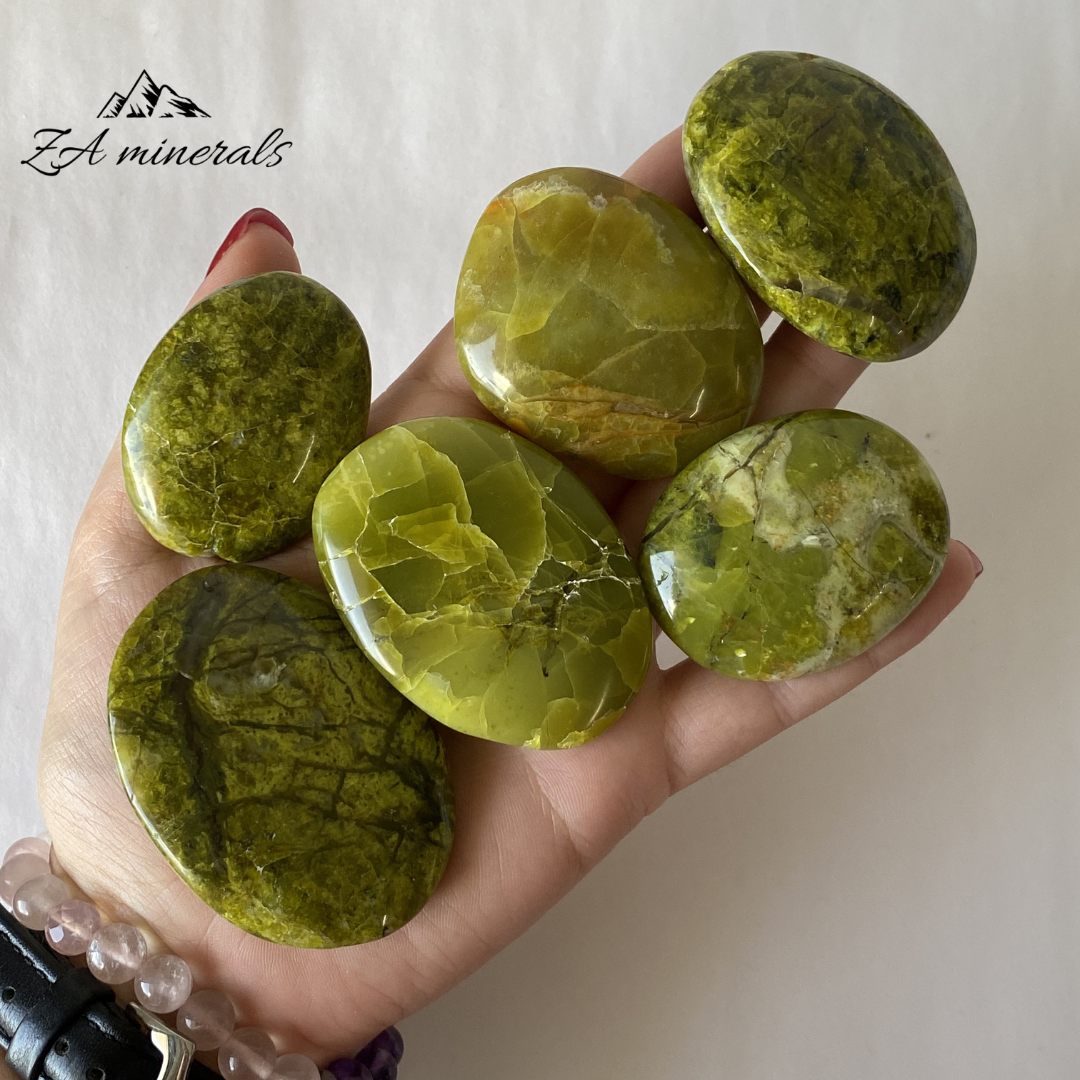 Polished Green Opal Palmstones (x6) 0.250kg GB23