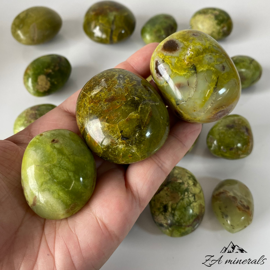 Polished Green Opal Palmstones 1kg