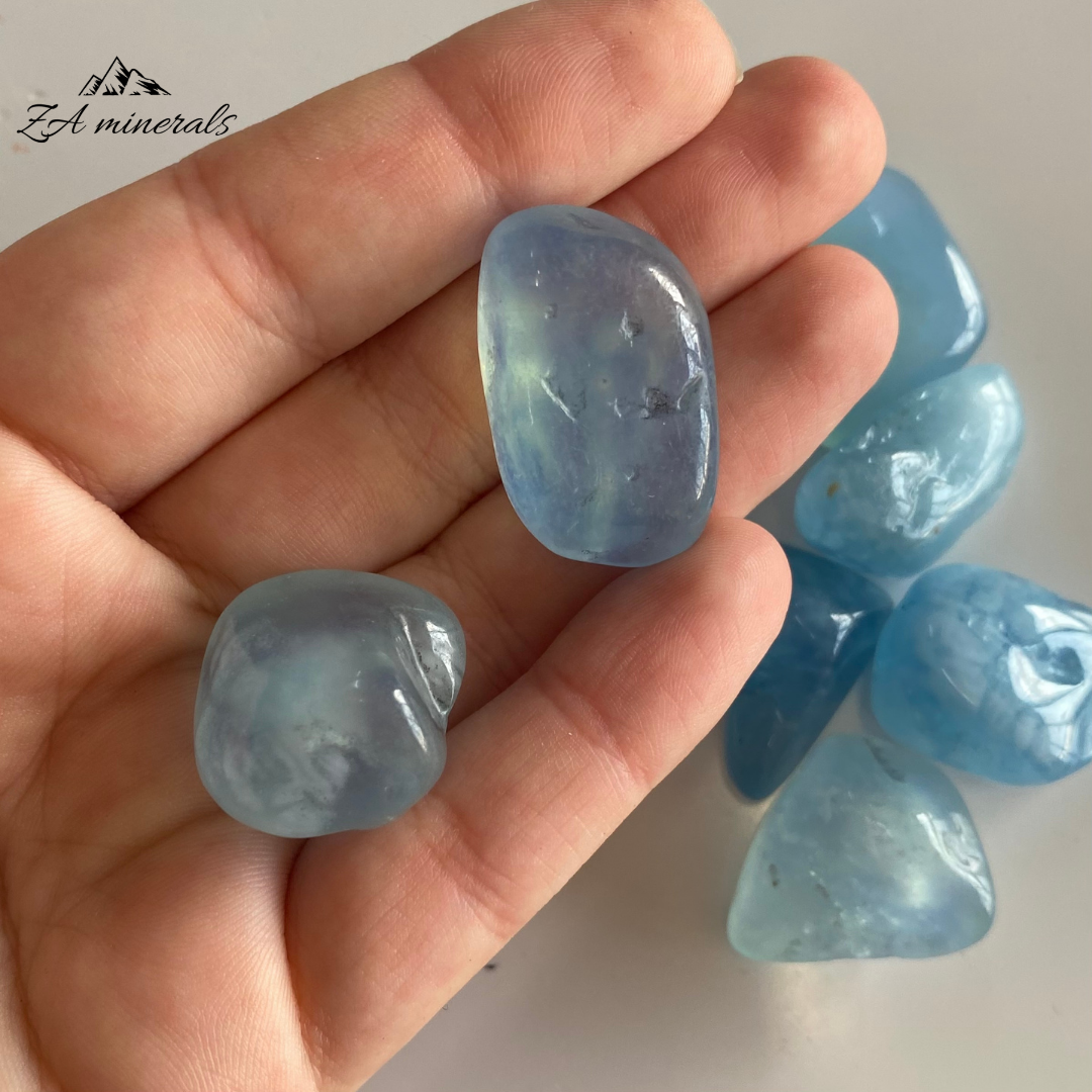 Polished Aquamarine Tumbles (x2) 0.020kg IS9