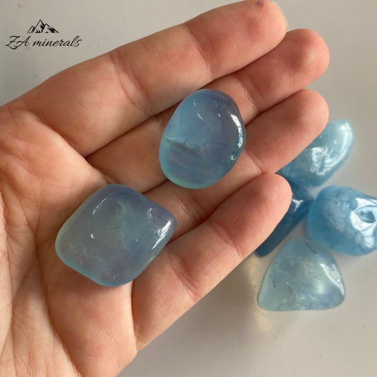 Polished Aquamarine Tumbles (x2) 0.020kg IS9