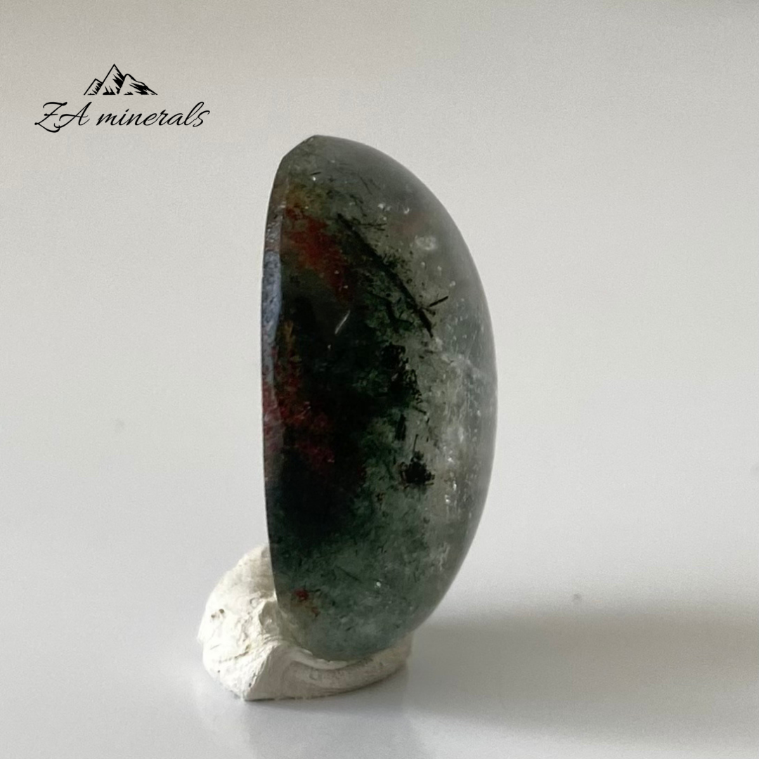Polished Chlorite Included Quartz Cabochon 0.006kg