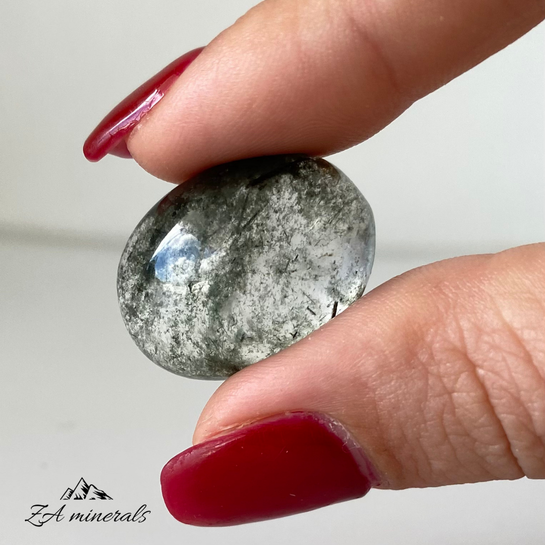 Polished Chlorite Included Quartz Cabochon 0.006kg