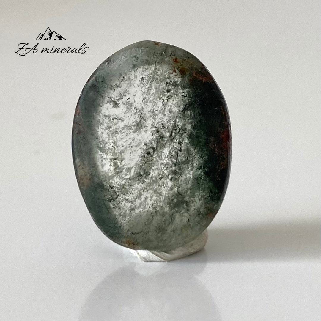 Polished Chlorite Included Quartz Cabochon 0.006kg