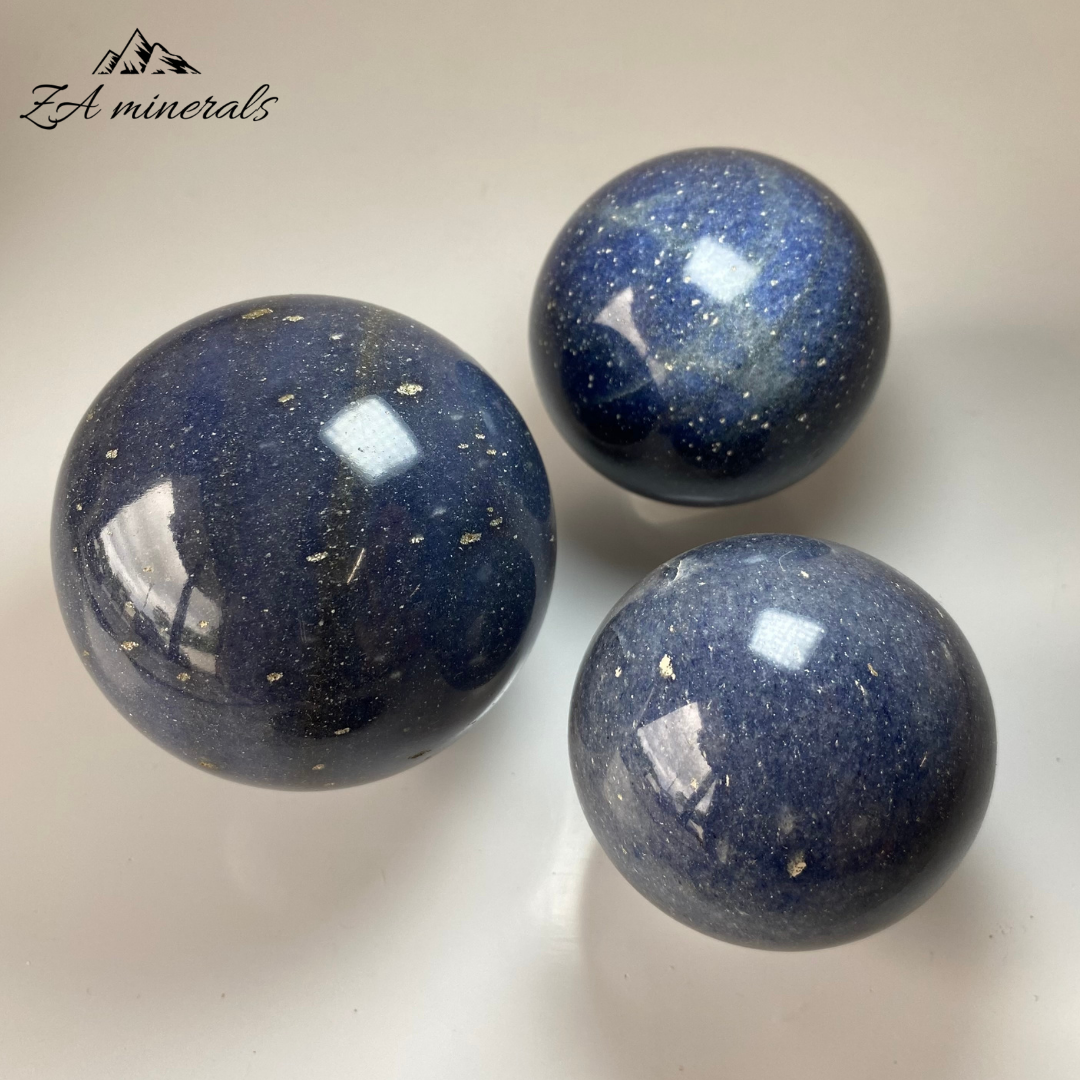 Polished Lazulite Spheres (x3) 1.092kg