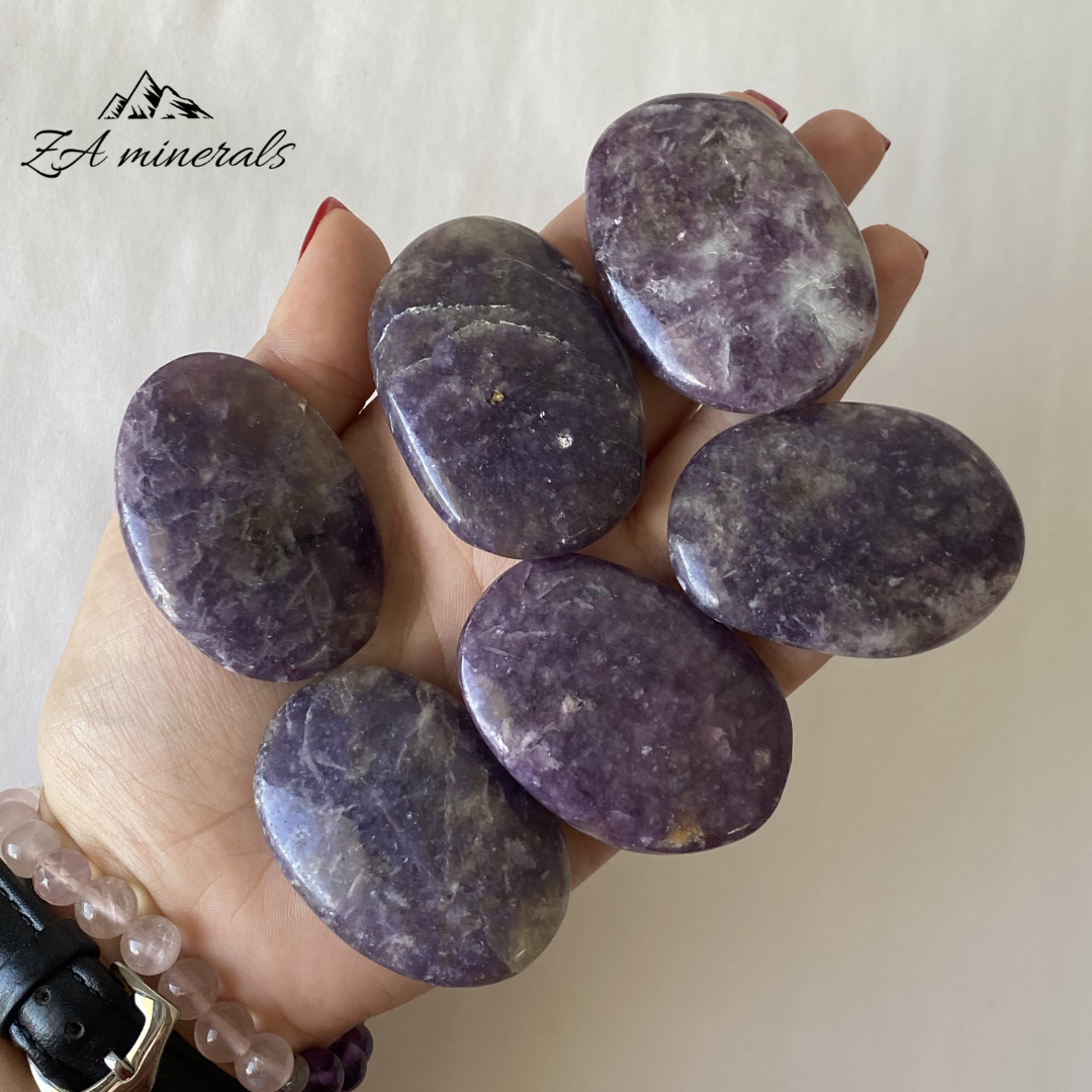 Polished Lepidolite Palmstones (x6) 0.250kg GB21