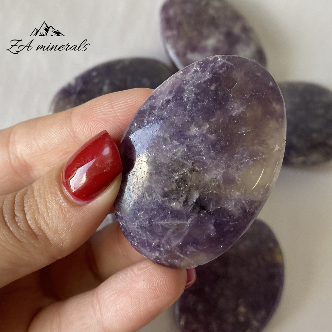Polished Lepidolite Palmstones (x6) 0.250kg GB21