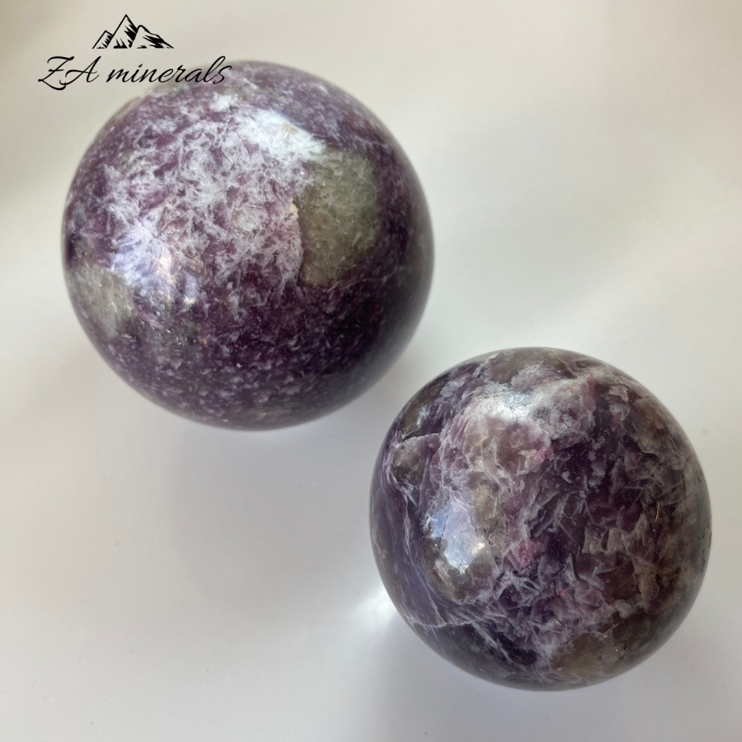 Polished Lepidolite Spheres (x2) 1.242kg