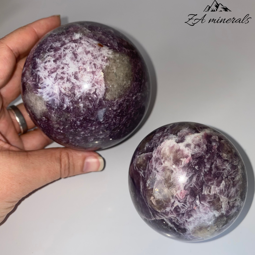 Polished Lepidolite Spheres (x2) 1.242kg