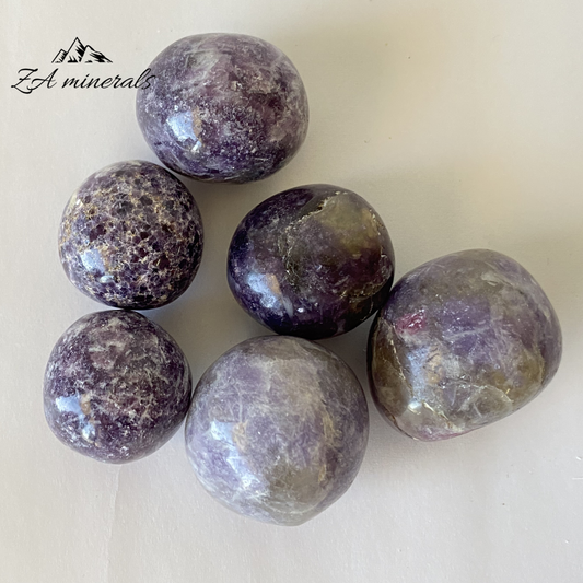 Set of 6 Polished Lepidolite gumballs from Madgascar 