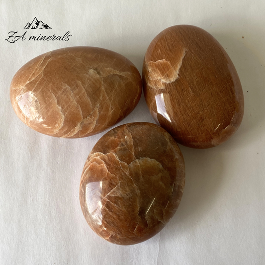 Polished Peach Moonstone Palmstones (x3) 0.260kg GB14