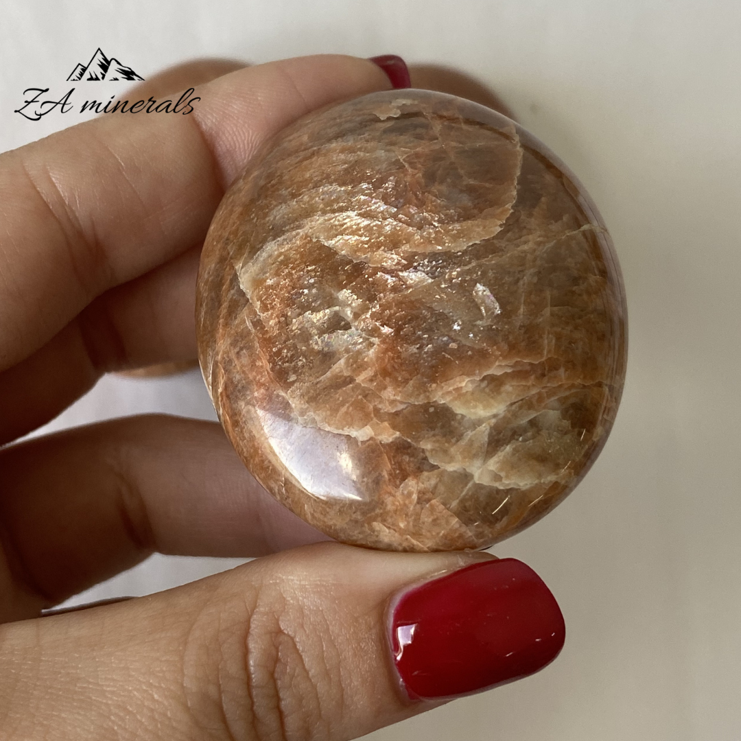 Polished Peach Moonstone Palmstones (x3) 0.260kg GB14