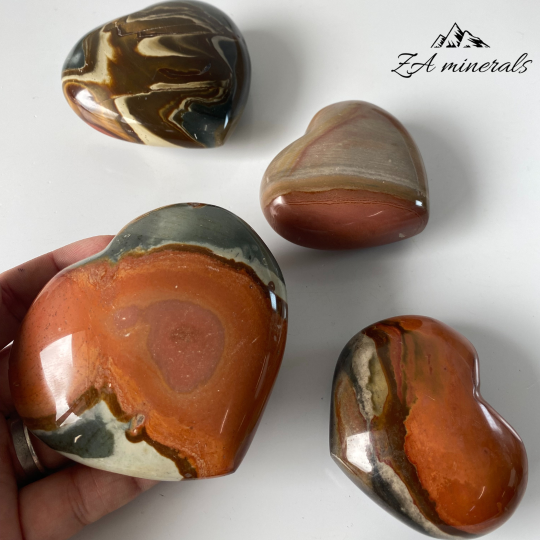 Polished Polychrome Jasper Hearts  1kg