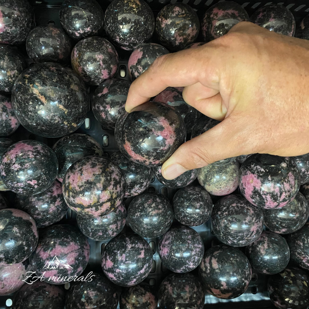 Polished Rhodonite Spheres 1kg