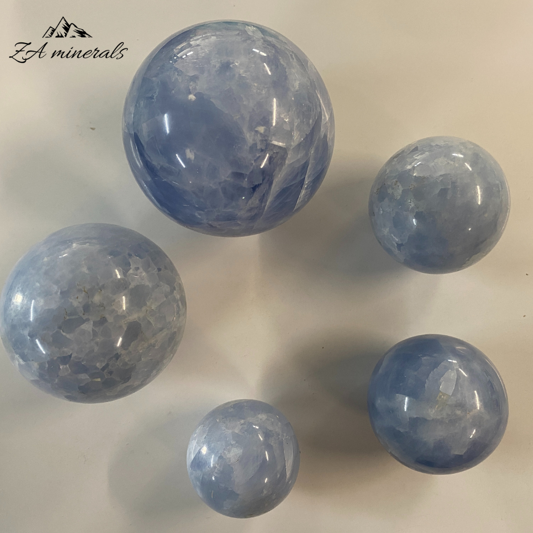 Polished Blue Calcite Spheres 1kg