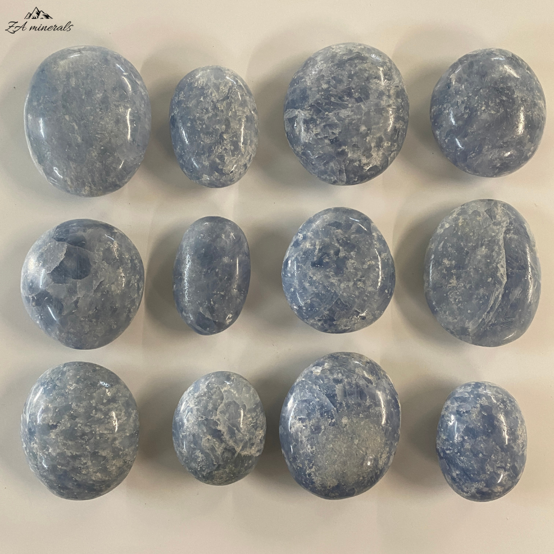 Polished Blue Calcite Palmstones 1kg