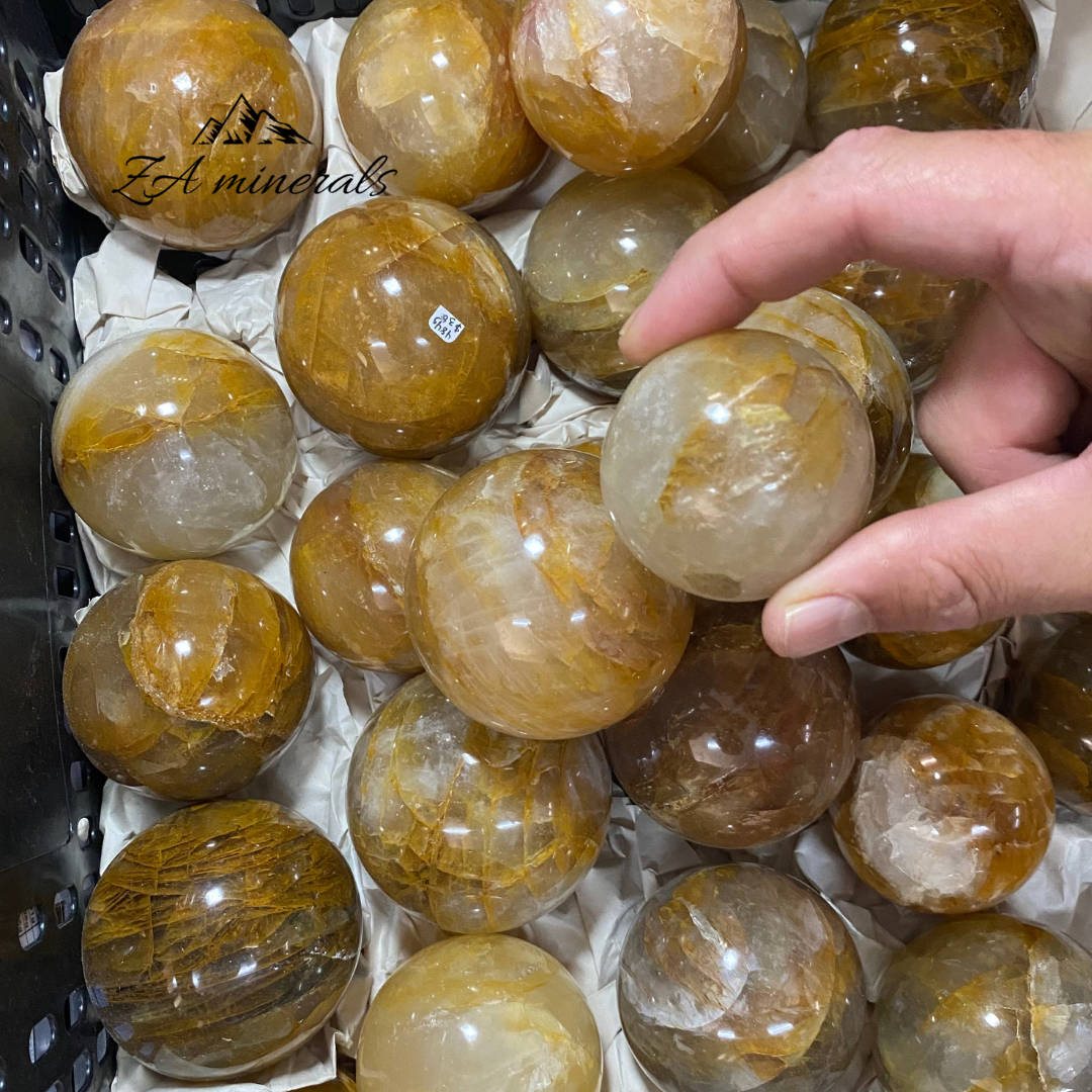 Polished Yellow Hematoid Spheres  1kg