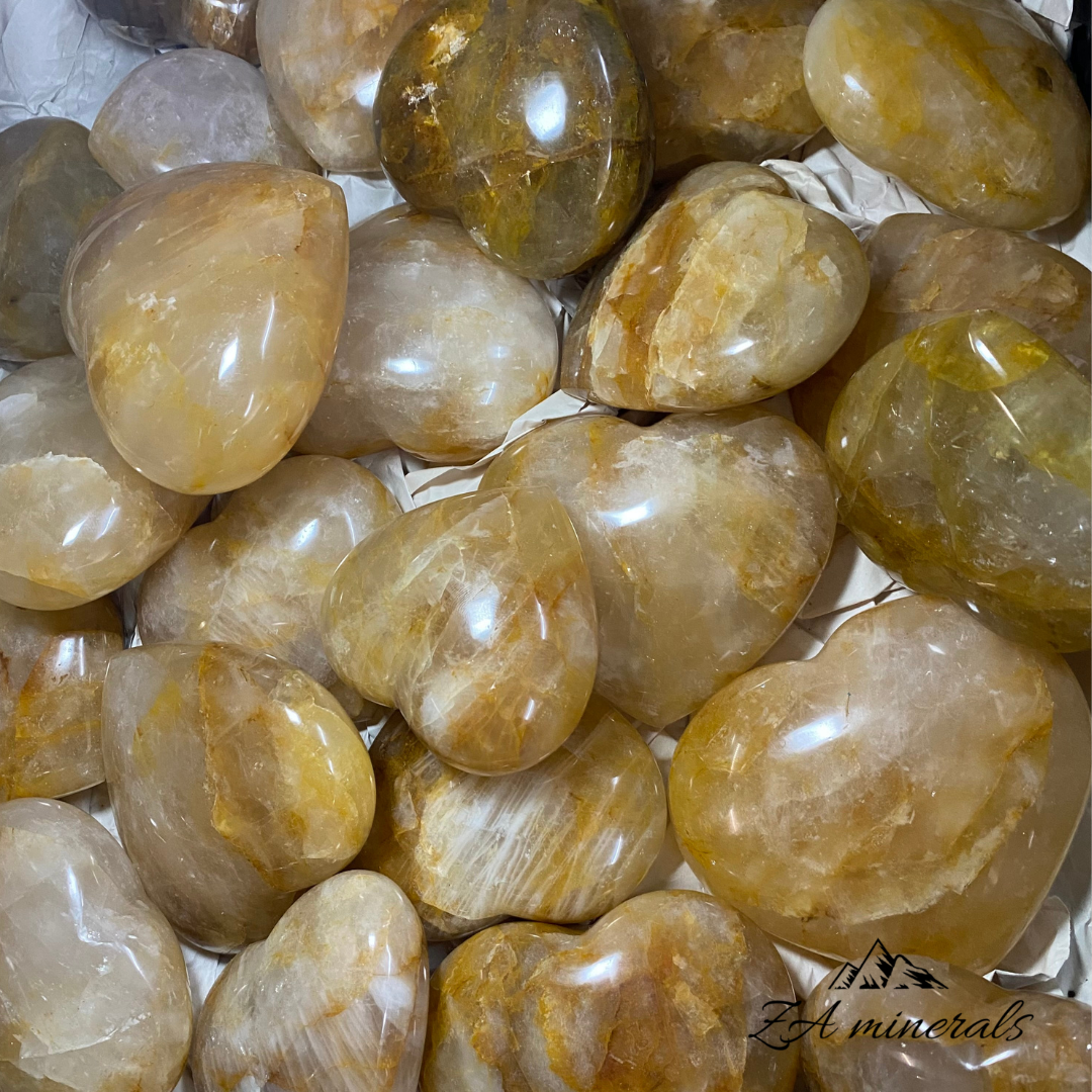 Polished Yellow Hematoid Hearts  1kg