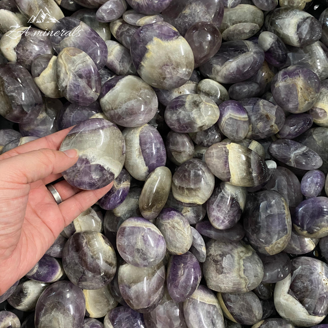 Polished Chevron Amethyst Palmstones 1kg