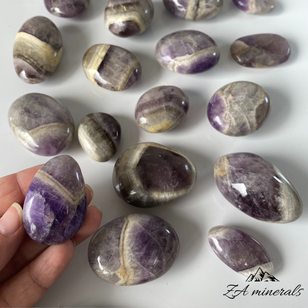 Polished Chevron Amethyst Palmstones 1kg