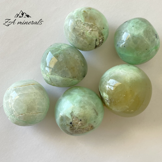 Set of 6 Polished Garnierite Gumballs from Madagascar 
