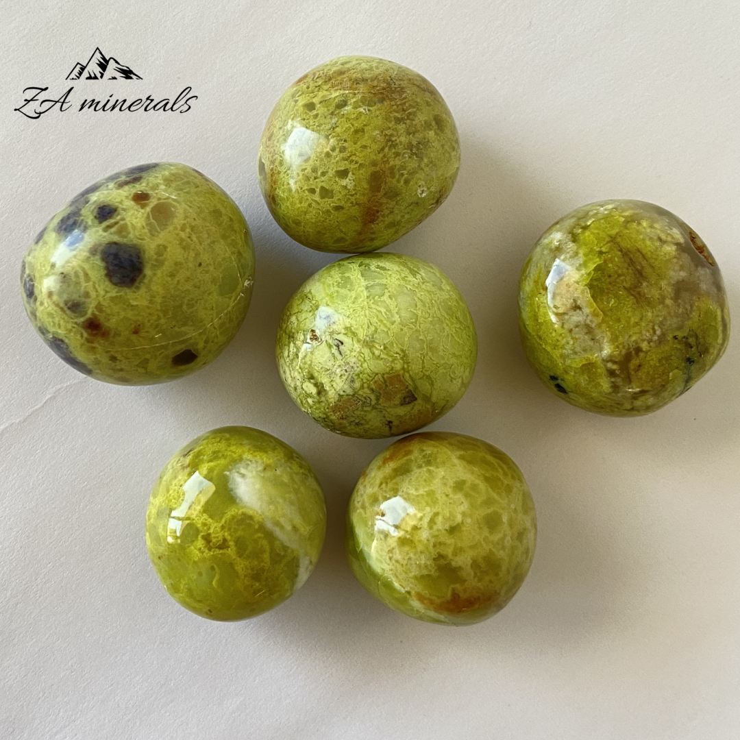 Set of 6 bright green toned Green Opal gumballs