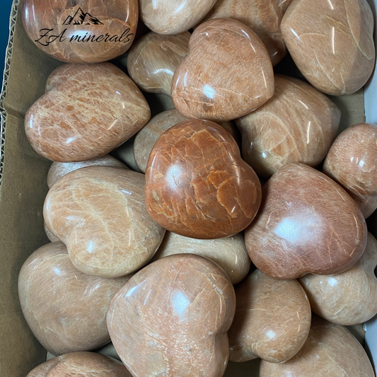 Polished Peach Moonstone Hearts 1kg