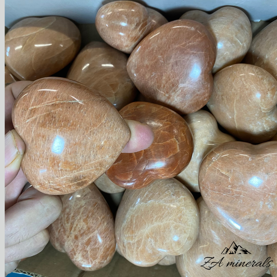 Polished Peach Moonstone Hearts 1kg