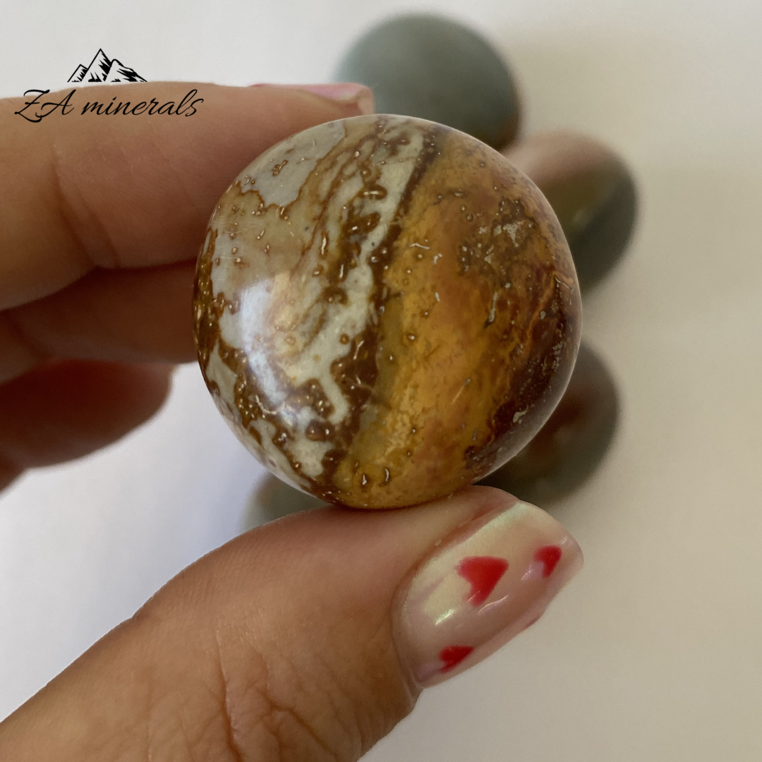 Size reference of polychrome jasper  gumball 