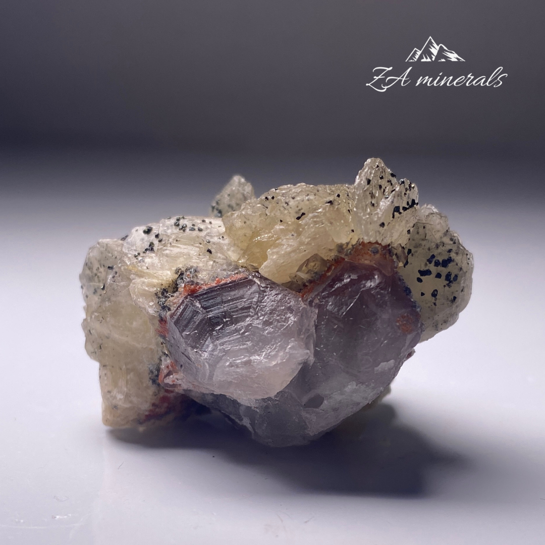 Bladed Baryte on Quartz with Hematite and Fluorite HT04